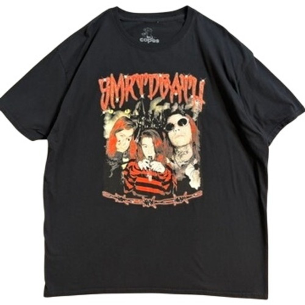 Copes Smrtdeath Graphic T-Shirt Mens 2XL Black Red Glitter Emo Rap Streetwear